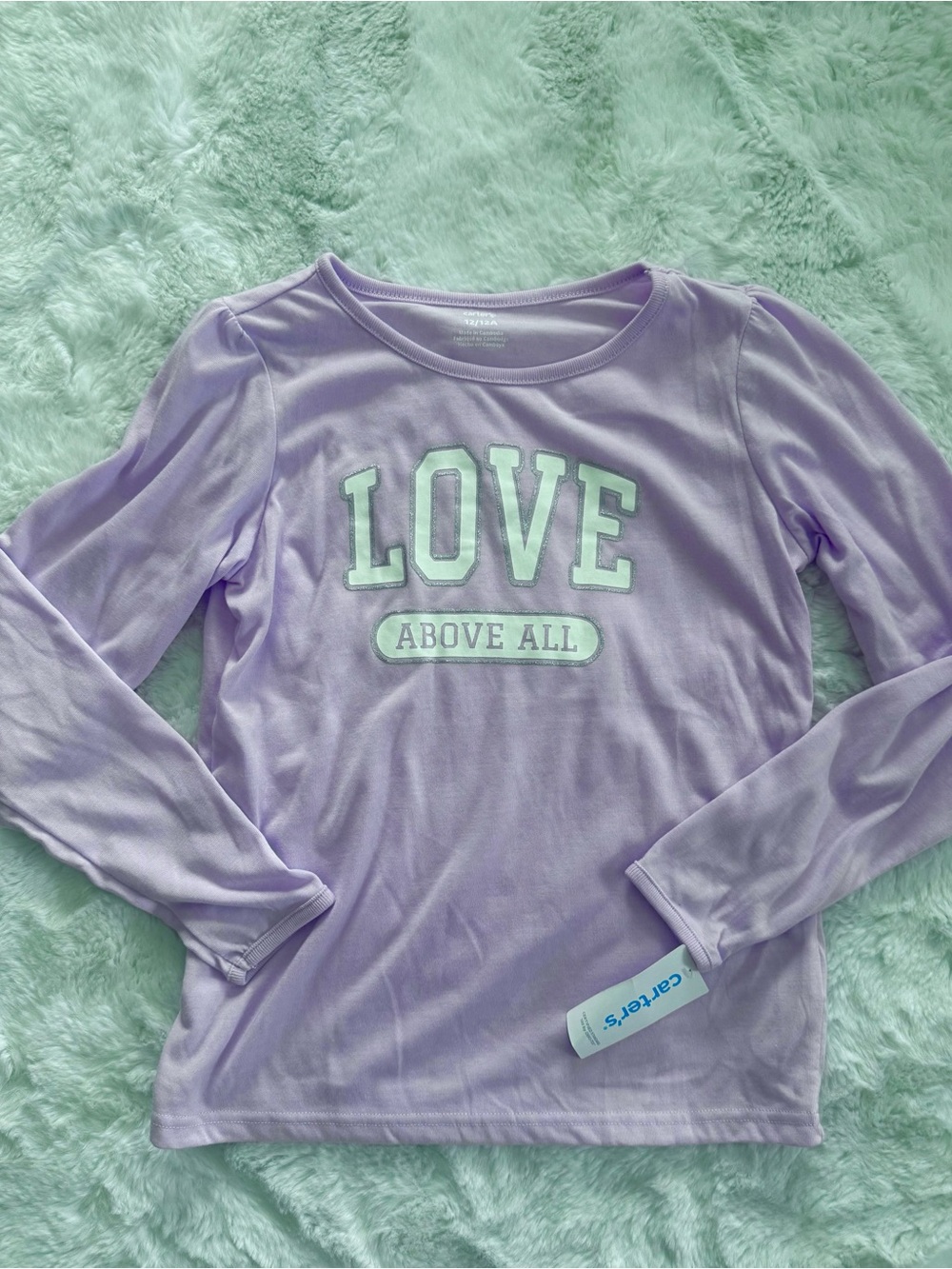 NWT Carter's Lavender Long Sleeve Tee "LOVE ABOVE ALL"